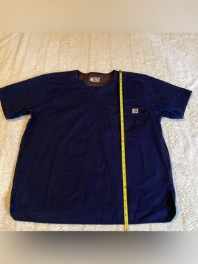 Carhartt Scrub Shirt Blue Ripstop Pockets Short Sleeve Medical Classic Large